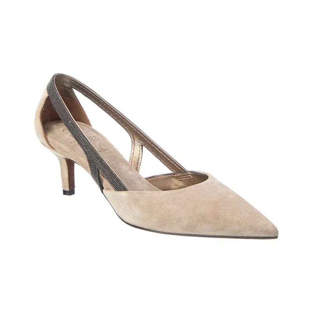 Brunello Cucinelli Suede Pump, Beige